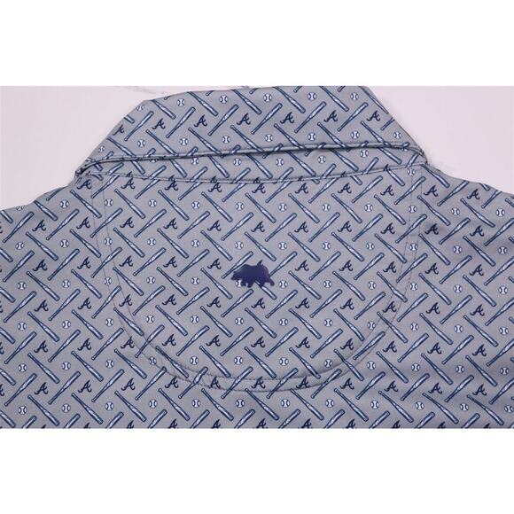 Onward Reserve x Atlanta Braves Gray Geometric Print Golf Polo Shirt Men's Large - Picture 8 of 8